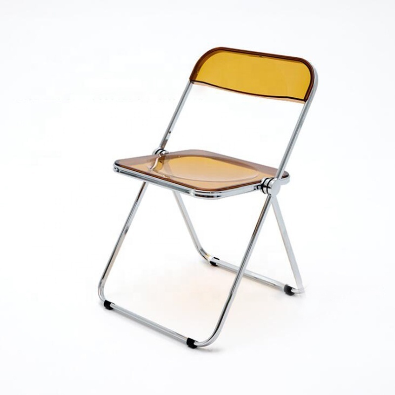 Hot Sale Modern Transparent Acrylic Folding Chair Plastic Chairs Dining Chair with Metal