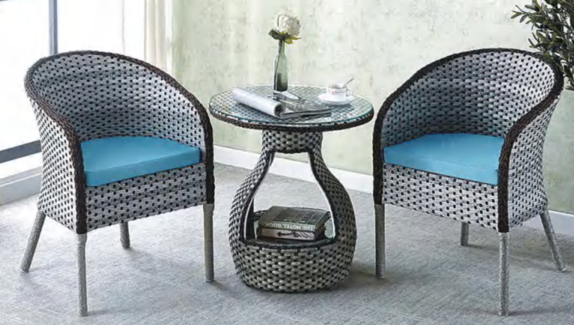 4 seater classic style rattan wicker dining table and chair outdoor rattan garden set