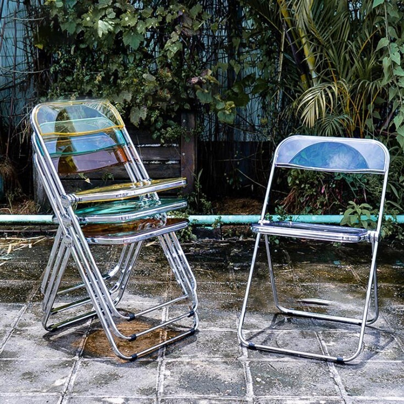 Hot Sale Modern Transparent Acrylic Folding Chair Plastic Chairs Dining Chair with Metal