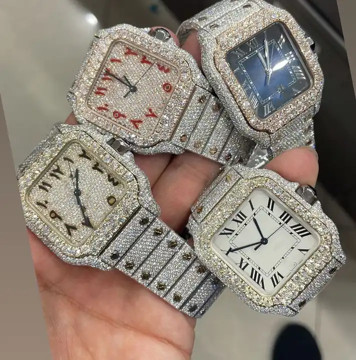 Buss Down Stainless Steel Luxury Rappers Wrist Watch Hand Setting Pass Diamond Tester Iced Out VVS Moissanite Watch