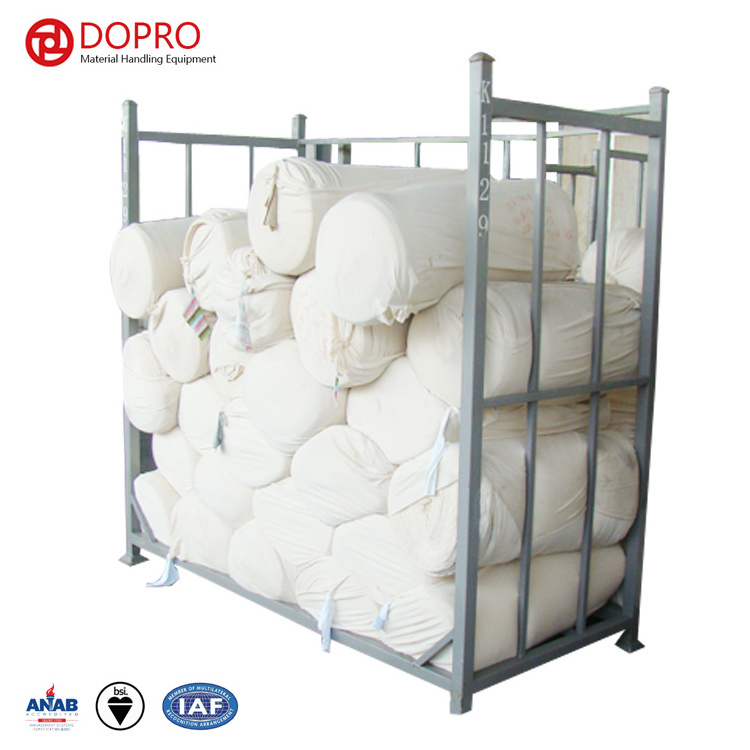 Heavy duty industrial warehouse vertical stackable metal steel textile fabric rolls storage post pallet racks