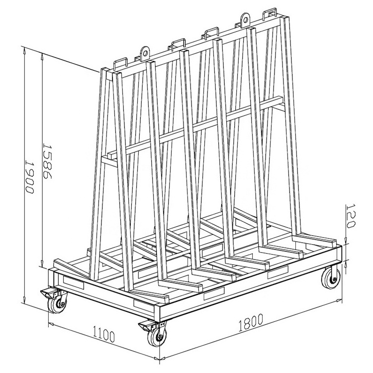 Multiple Purpose Heavy Duty Granite Marble Slab Storage Rack Display for Transport Rack Trolley A Frame Glass steel rack