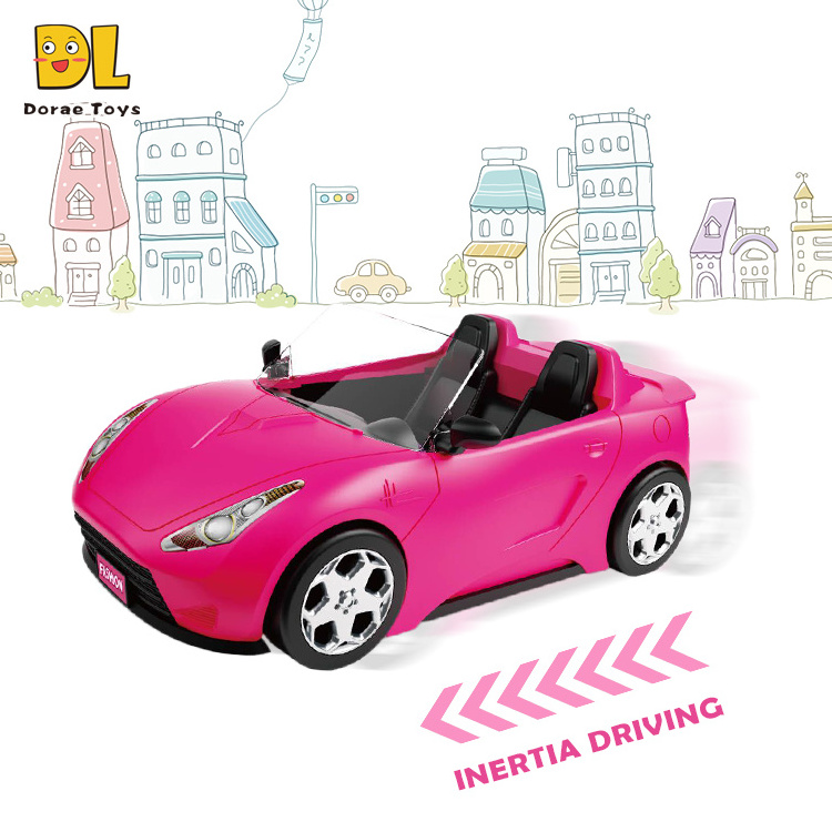 Hot sale Convertible Toy Doll Pack Fashion Girl Doll Racing Car  Pink Convertible Car For Doll