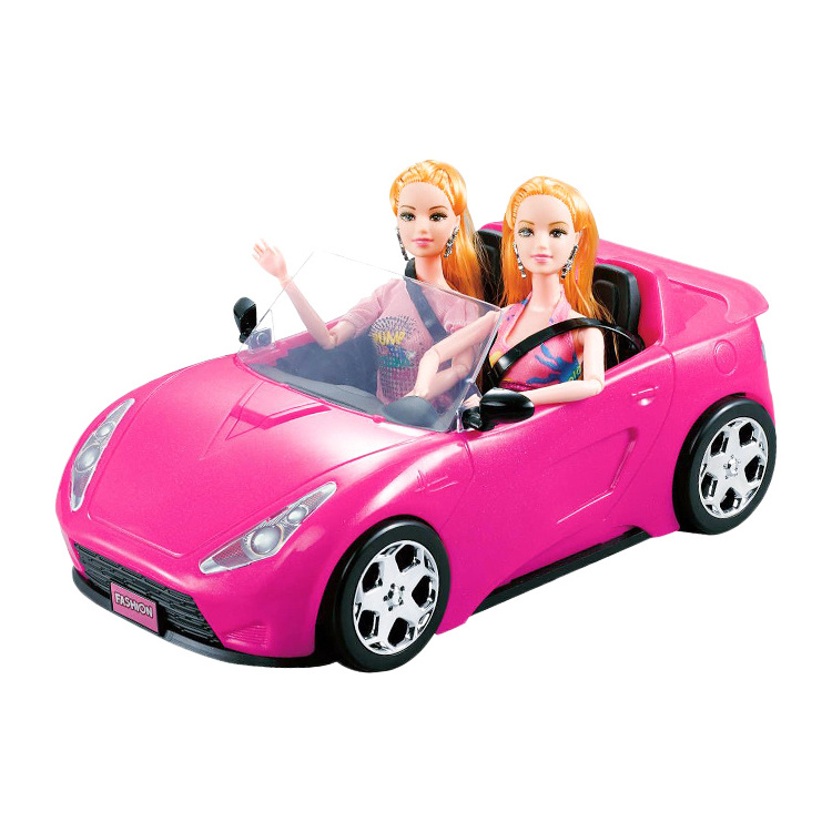 Hot sale Convertible Toy Doll Pack Fashion Girl Doll Racing Car  Pink Convertible Car For Doll