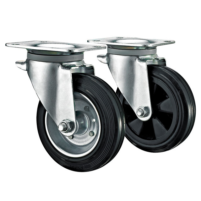 6 inch 8inch Industrial dustbin rubber caster wheels heavy duty outdoor waste bin wheel trash can wheels caster