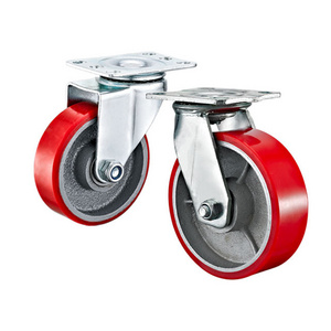 3"4"5"6"8" cast iron PU hand trolley casters  Heavy duty outdoor polyurethane wheels equipment wheels caster