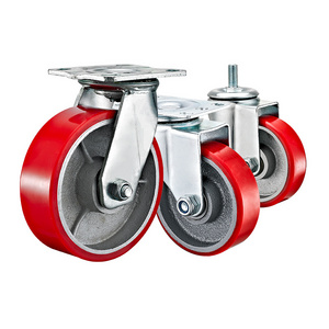 3"4"5"6"8" cast iron PU Trolley caster wheels 4inch polyurethane casters wheels Heavy duty Caster wheels manufacturer