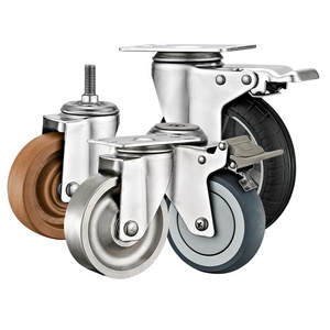 3"4"5" TPR/HIGH TEMP. /RUBBER trolley caster industrial wheels anti-rust stainless steel casters stainless steel caster wheel