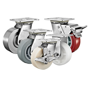 4" 5" 6" 8"  trolley casters wheel rubber wheels anti-rust casters heavy duty stainless steel caster wheel