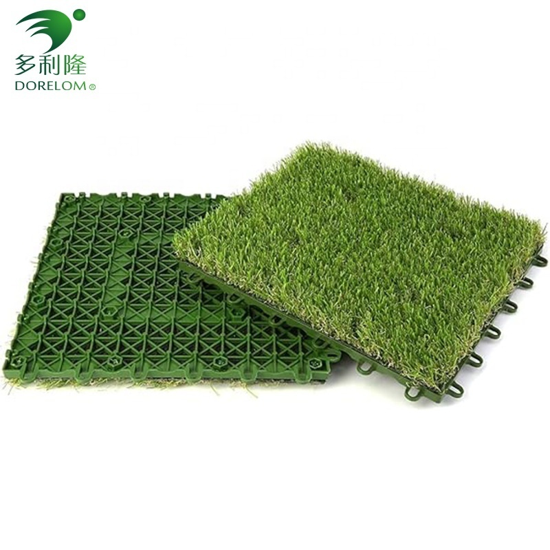 Artificial Grass Turf Tile Indoor and Outdoor Artificial Turf Tiles, DIY All Weather Fake Grass Pet Lawn Mat, Interlocking