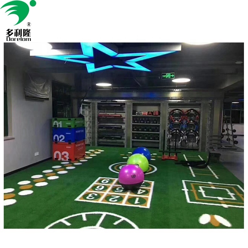 Blue green black red UV Resistant Gym Flooring Artificial Turf Grass For Sled Barbell