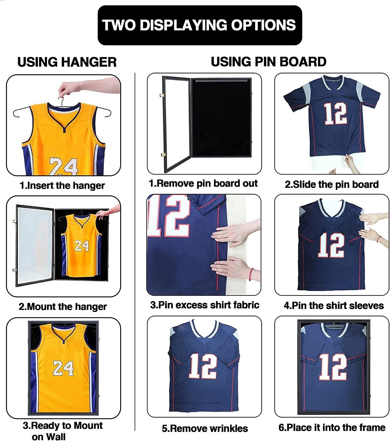 Jersey Display Frame Case Large Lockable Shadow Box Sports Jersey Frame with UV Protection Acrylic and 2 Hanger