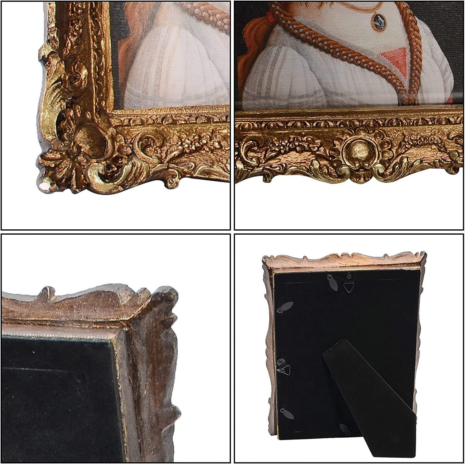 Vintage Picture Frame 5*7 Inch Luxury Antique Photo Frames with Glass Front for Tabletop Wall Hanging