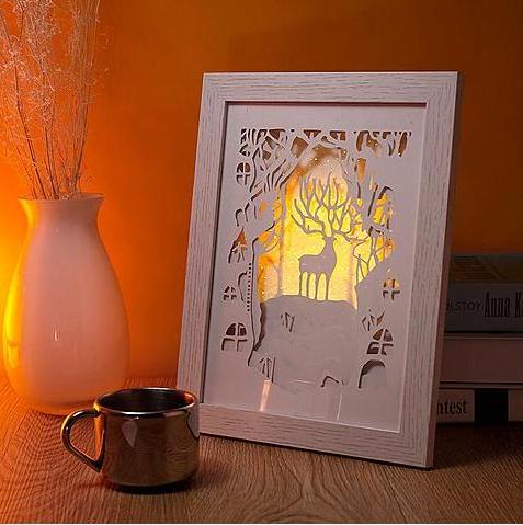 Shadow box frame with LED / lovely 3d wall art / homedecoration wood photo frame