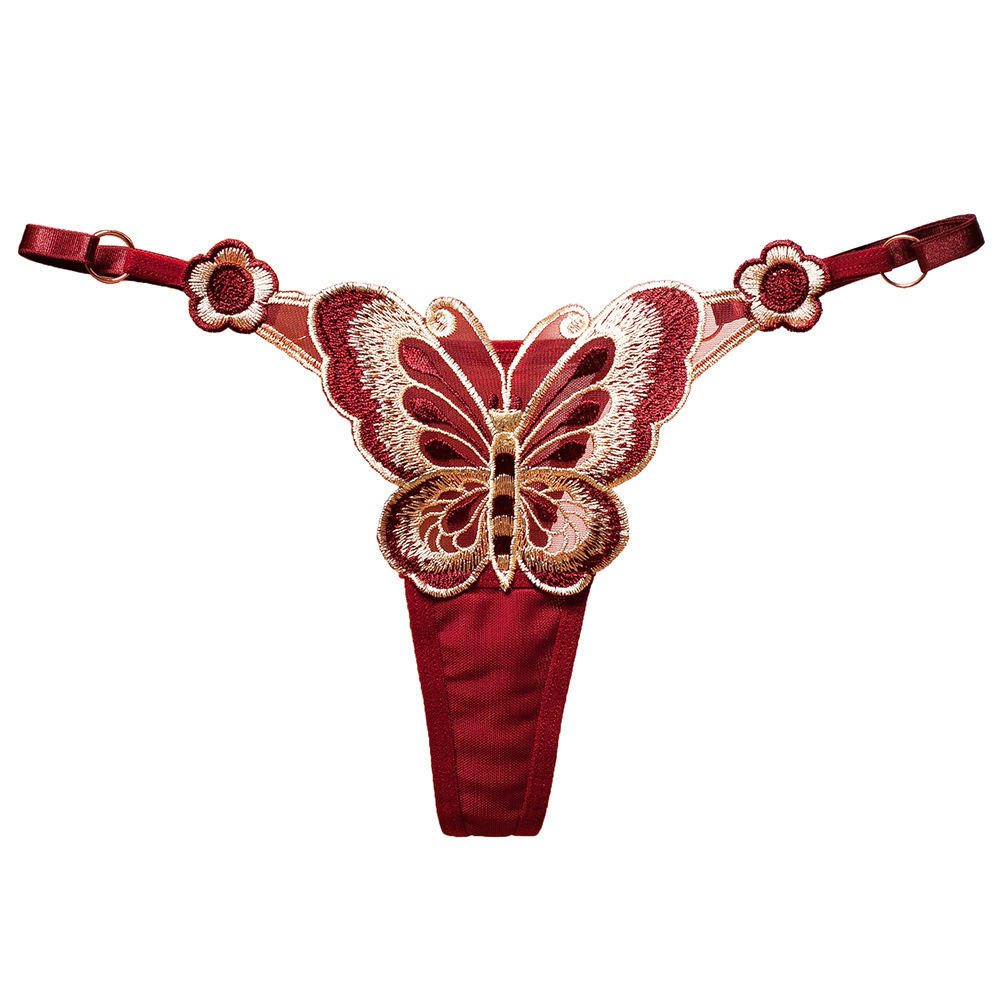 G string soft polyester embroidery fashion sexy lady girls butterfly thong underwear women panty