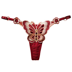 G string soft polyester embroidery fashion sexy lady girls butterfly thong underwear women panty