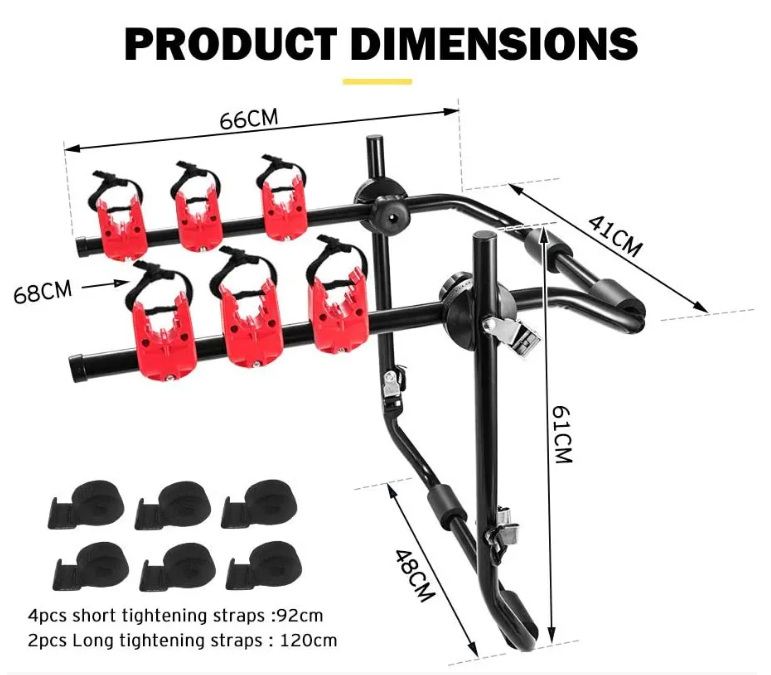 Steel car rear mount bike storage rack mtb transport stand portable mountain bicycle carrier rack for 3 bike