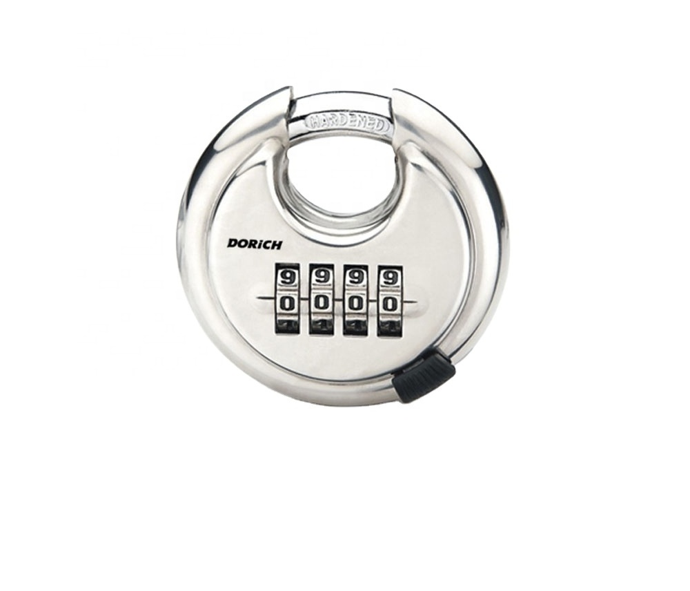 Stainless Steel Resettable Round Disc Combination Outdoor 4 Digit Combination Password Disc Padlock 70mm