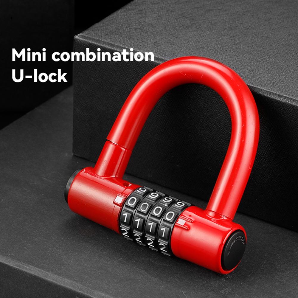 Heavy Duty Anti-theft Safety Mini U-shape Lock Combination 4 Digit Password Code U Lock For Mountain Road Bicycle Electric Bike