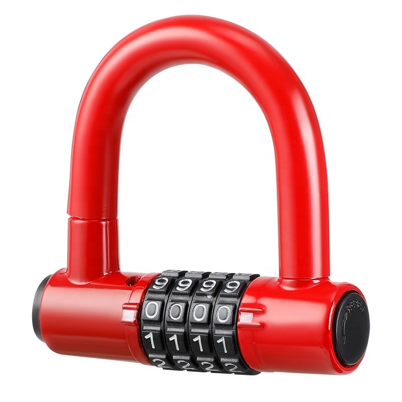 Heavy Duty Anti-theft Safety Mini U-shape Lock Combination 4 Digit Password Code U Lock For Mountain Road Bicycle Electric Bike