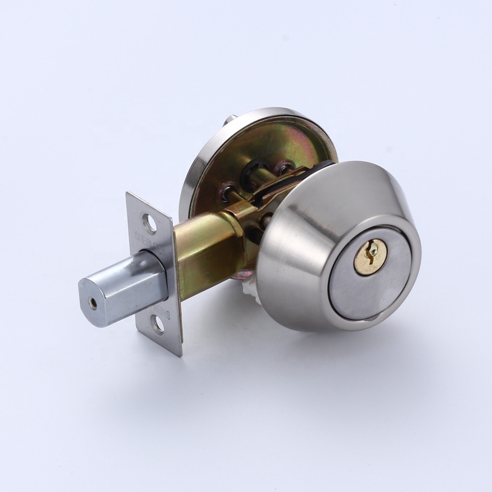 New Arrival european satin nickel entry door knob single Double Brass cylinder key control deadbolt door lock