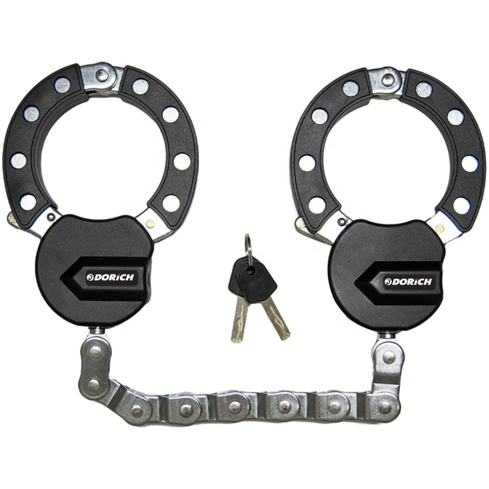 Heavy Duty Anti Theft Motorcycle Twins Handcuff Chain Lock High Security Double Handcuffs Lock with Key for Electric Scooter