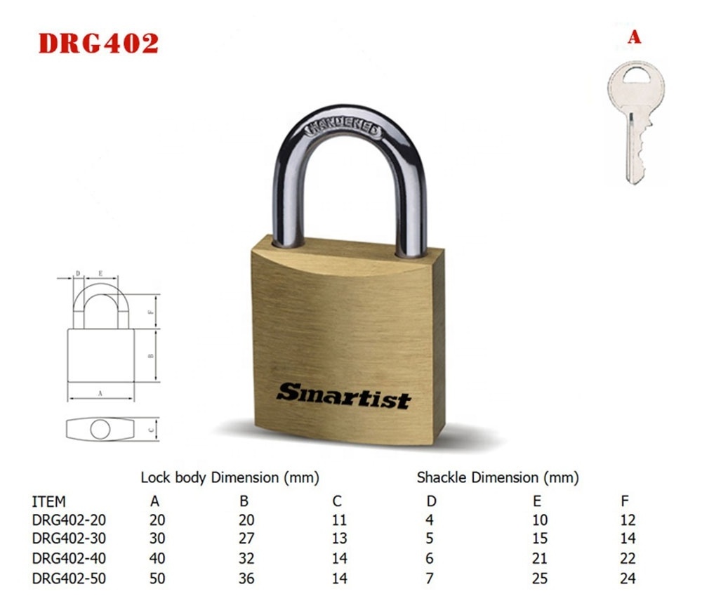 Heavy Duty Good Quality Waterproof Brass Copper Candado Padlock with Key Using for Home Gate Office Bike Outdoor