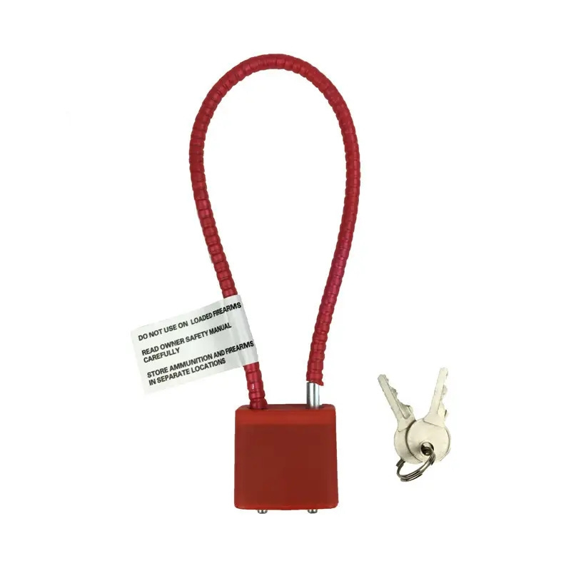 Plastic Steel Cable Gun trigger Locks Keyed Safety Red,Cable Length Gun Lock Trigger Lock