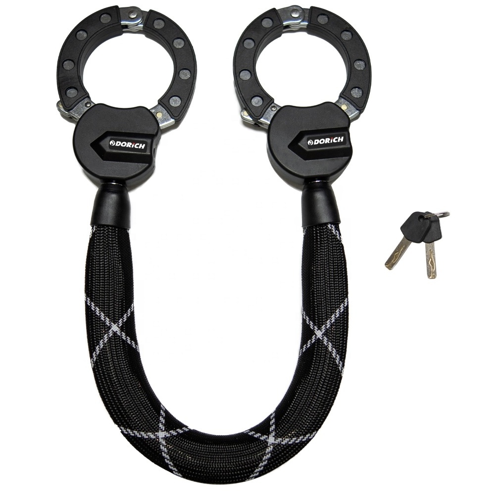 Heavy Duty Anti Theft Motorcycle Twins Handcuff Chain Lock with PET Cover High Security E-scooter Double Handcuff Lock with Keys