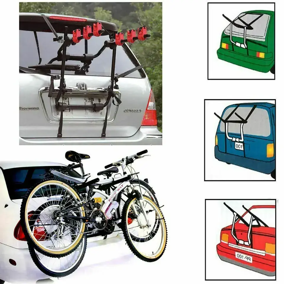 Steel car rear mount bike storage rack mtb transport stand portable mountain bicycle carrier rack for 3 bike