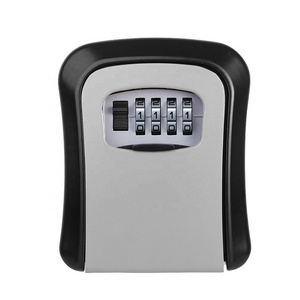 Wall Mount Safe Key Box 4-Digit Combination Lock Box Portable Weatherproof Resettable Code House Key Safe Security Lock Box