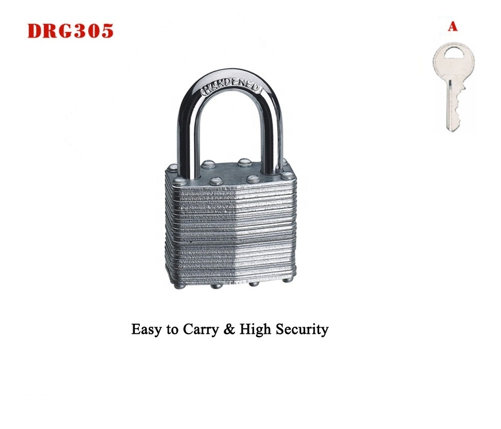 Safety Heavy duty Laminated Steel Gym Padlock with Hardened Chrome Shackle Key Alike with Master Key 30 40 mm