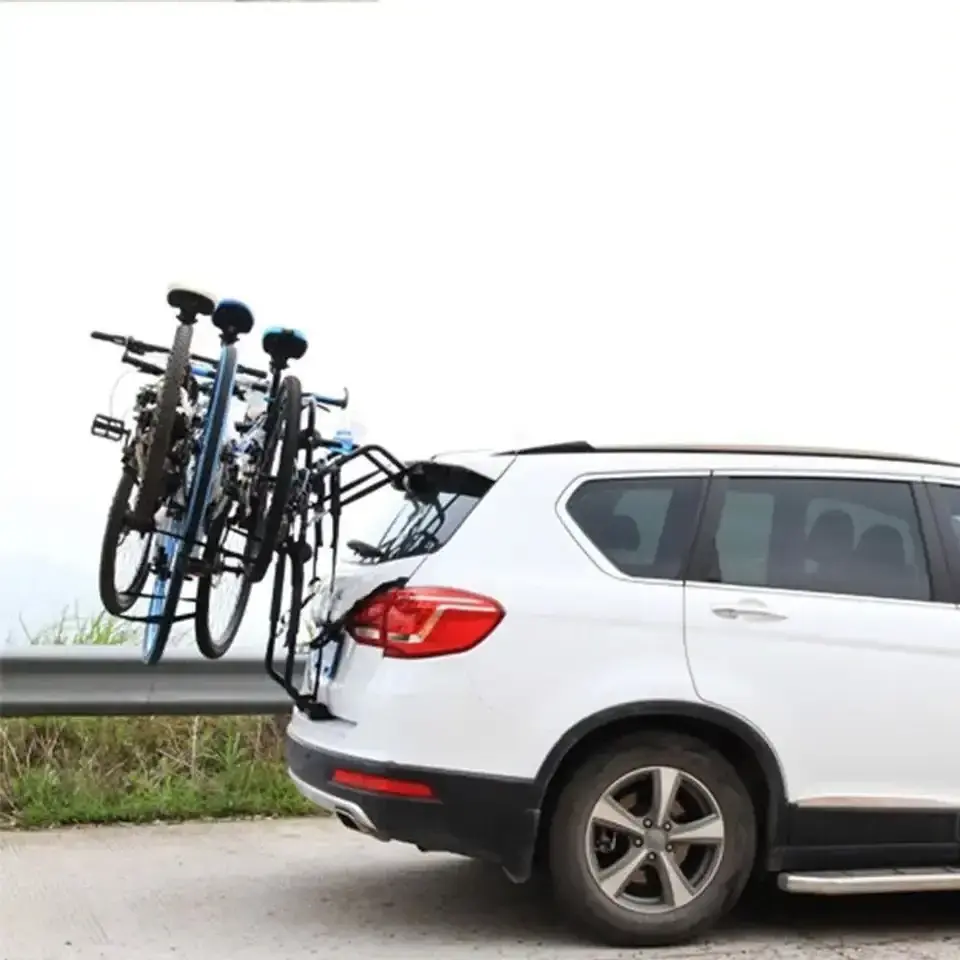 Steel car rear mount bike storage rack mtb transport stand portable mountain bicycle carrier rack for 3 bike