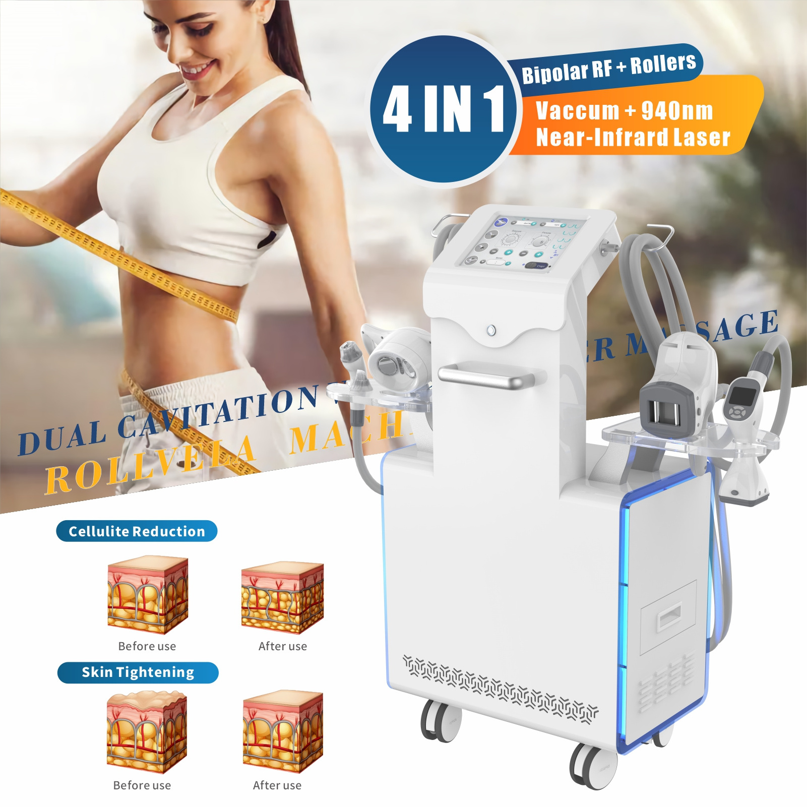 Doris Aesthetics Vela Cavitation Massage Shape System Massage RF Vacuum Roller Slimming Machine Body Shaping Sculptor