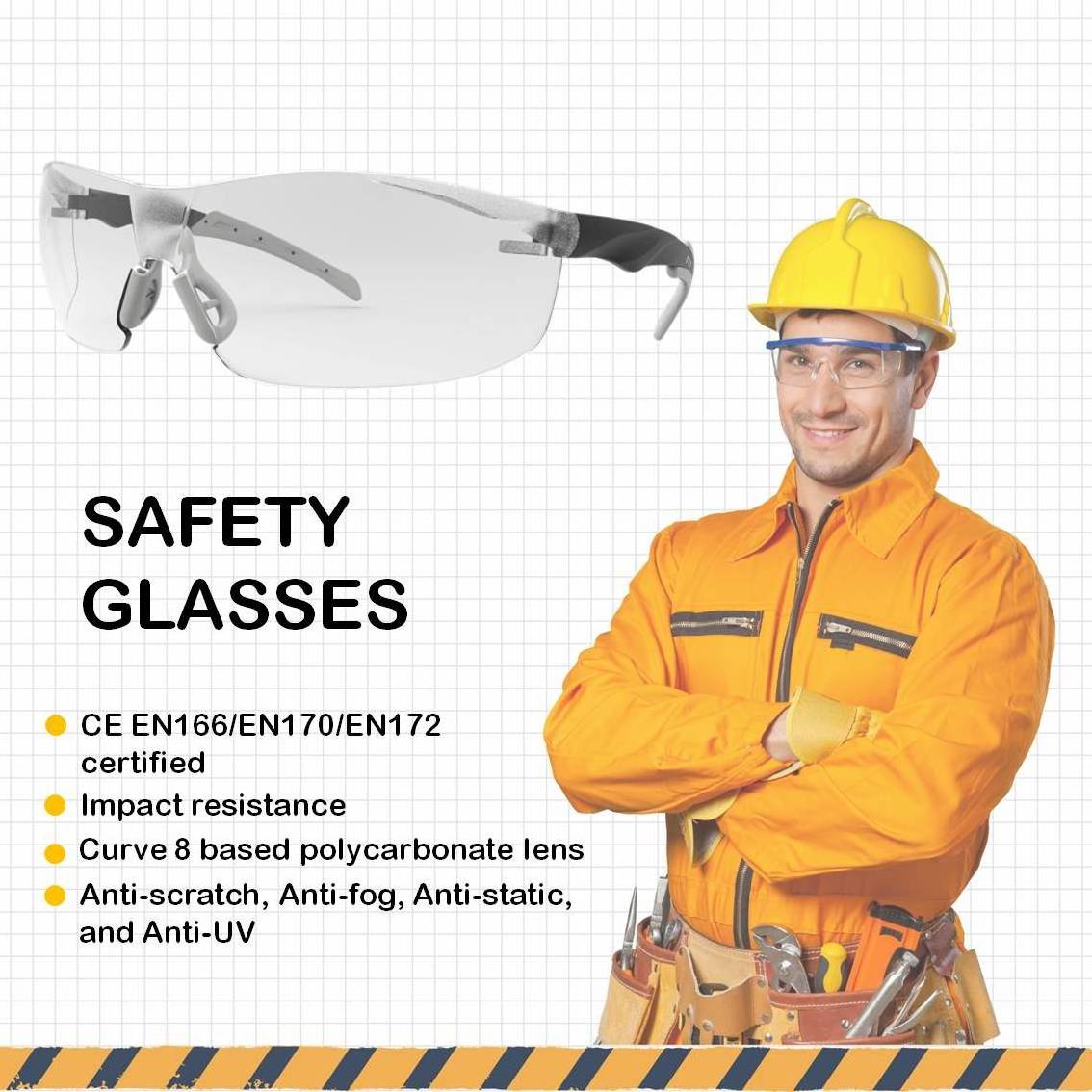 Taiwan Low Price Industrial Work Safety Glasses EN166