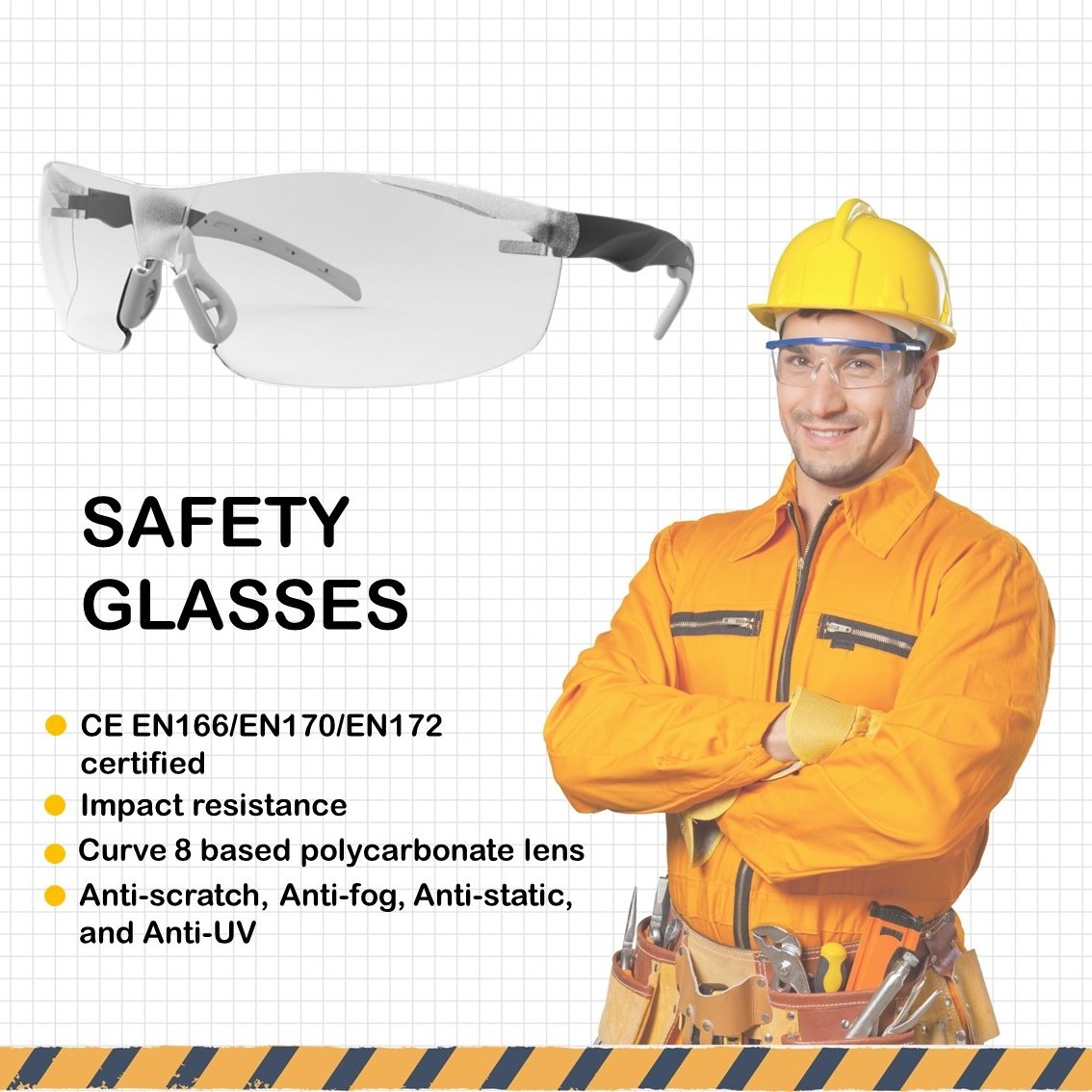 Fashion Clear Safety Glasses UV Resistant Eyewear