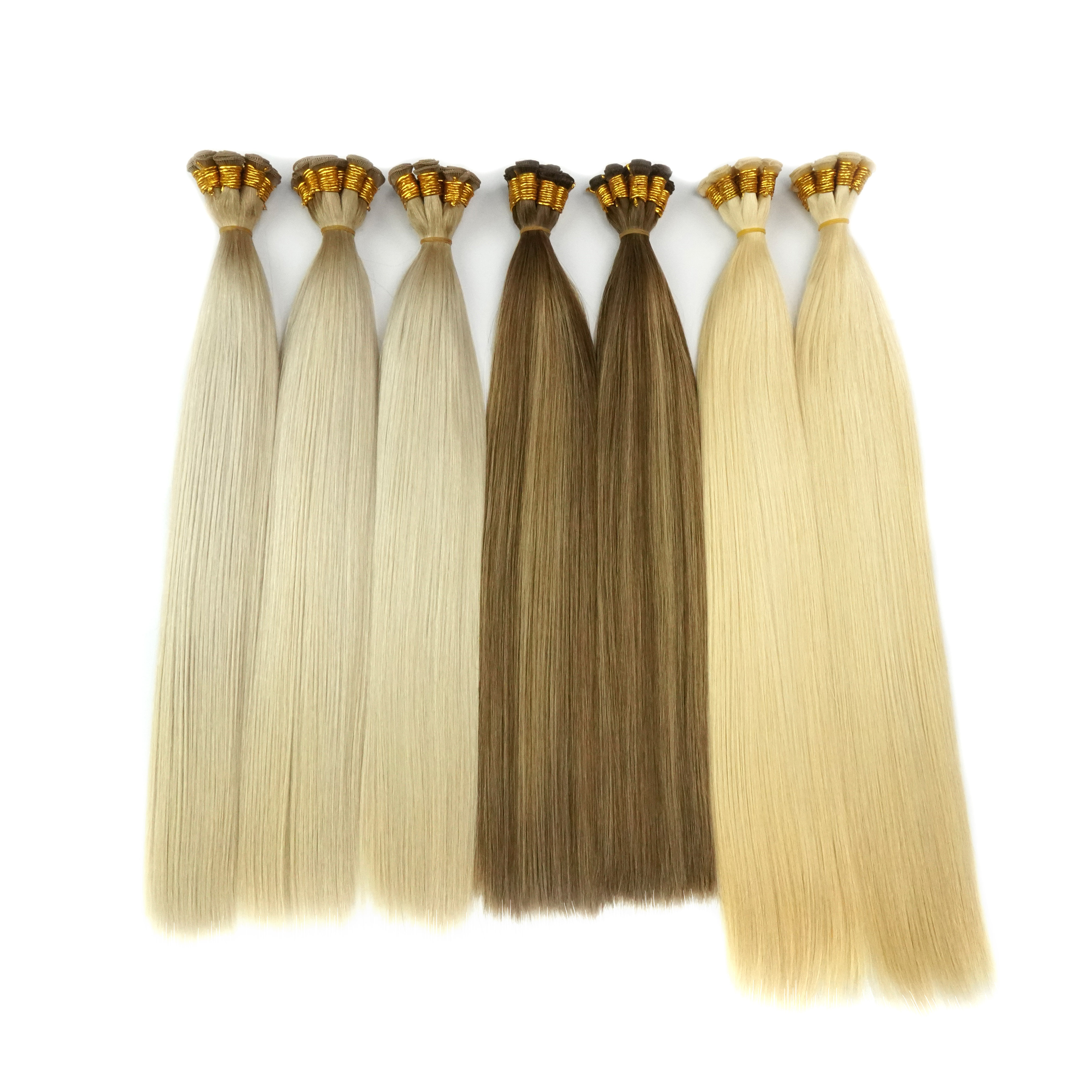 Wholesale 12A Remy Russian Human Hair Extension Natural Hand Tied Weft Hair Extension