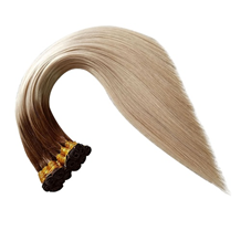 Wholesale 12A Remy Russian Human Hair Extension Natural Hand Tied Weft Hair Extension