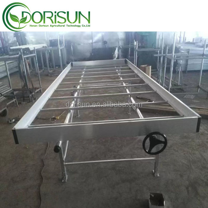 Hot Sale Cheap Hydroponic Plastic Trays Seeding Bed Nursery Seedbed Ebb And Flood Table Greenhouse Rolling Bench