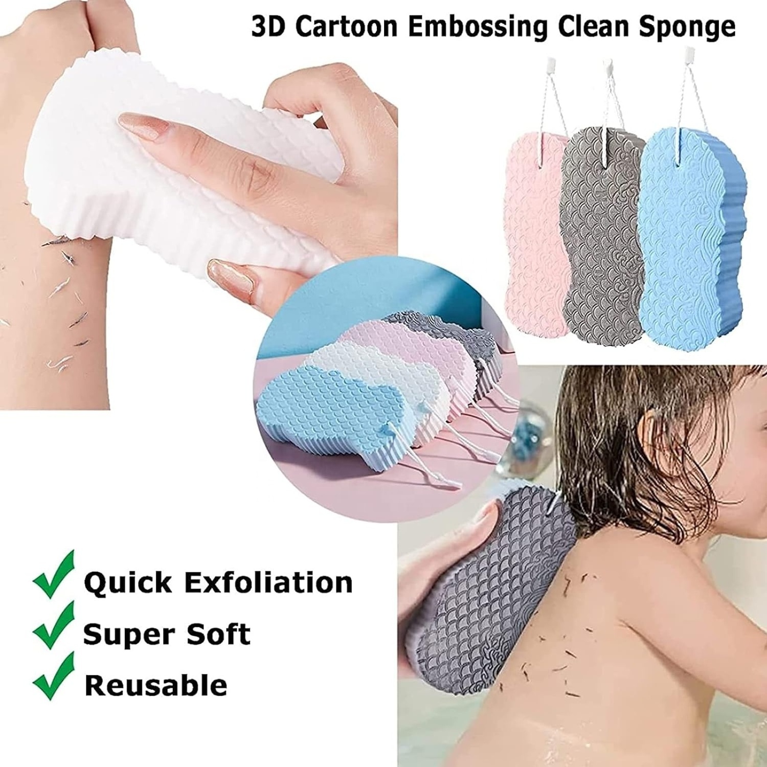 Hot Reusable Spa Scrub Exfoliator Dead Skin Remove Soft Exfoliating  Baby Bath Sponge Shower Brush