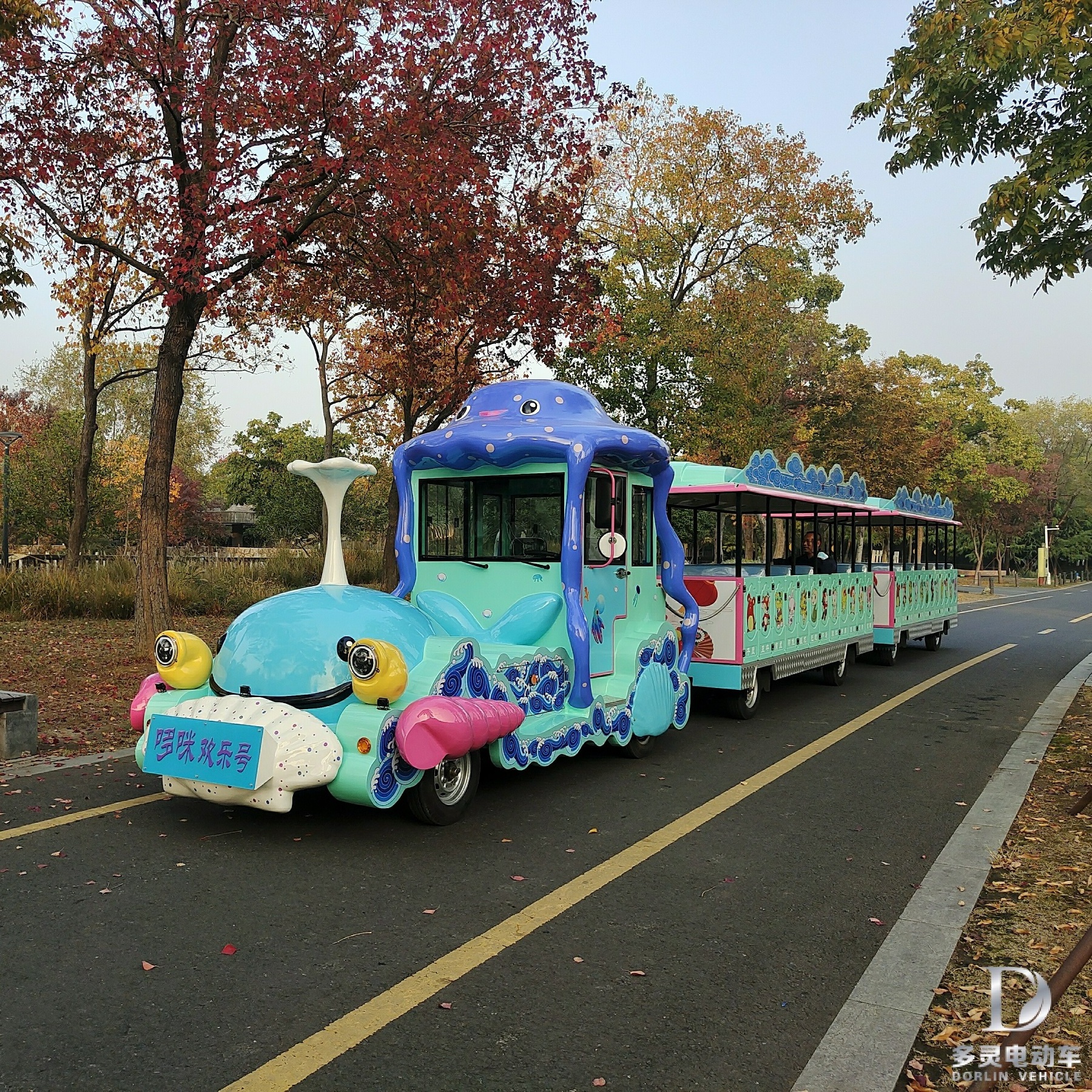 Lithium battery ocean coast theme water park electric trackless tourist road train best price for passenger kids amusement ride