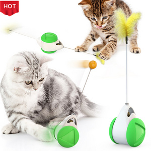 2020 HAOJI Cat Toys Chaser Balanced Interactive Teaser Stick Set  Laser Chasing Toy Christmas Dog Interactive Plush Pet Toy