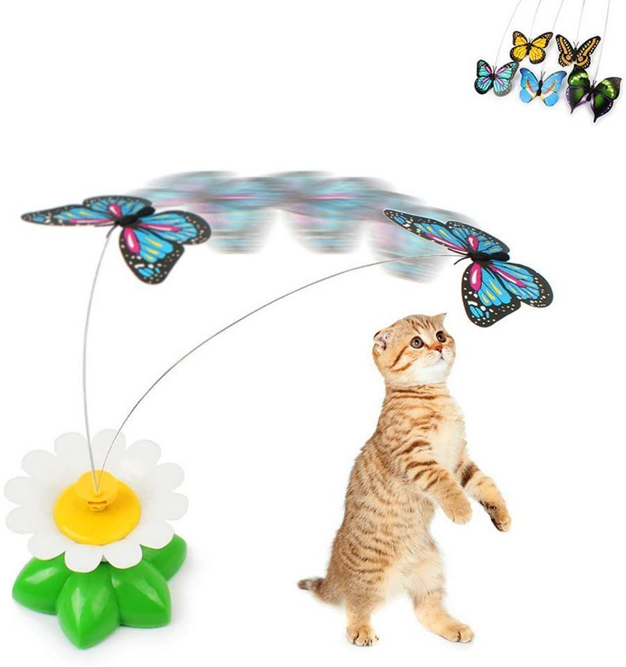 Hot Best Selling Electronic Butterfly Shape Interactive Cat Toy Rotating Lifelike Cat Teaser Toy Pet Toy