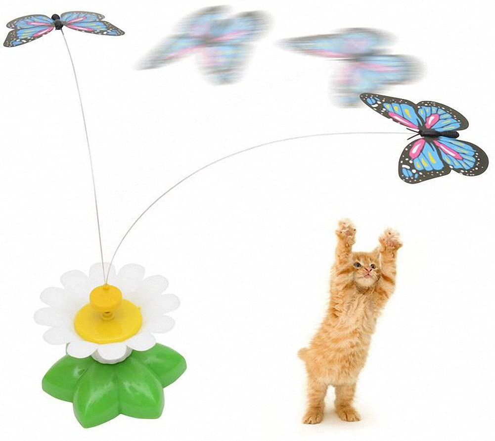 Hot Best Selling Electronic Butterfly Shape Interactive Cat Toy Rotating Lifelike Cat Teaser Toy Pet Toy