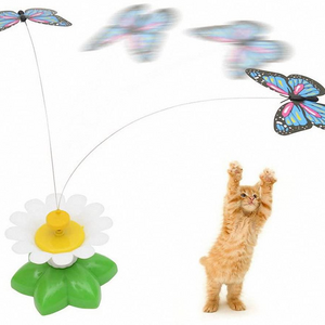 Hot Best Selling Electronic Butterfly Shape Interactive Cat Toy Rotating Lifelike Cat Teaser Toy Pet Toy