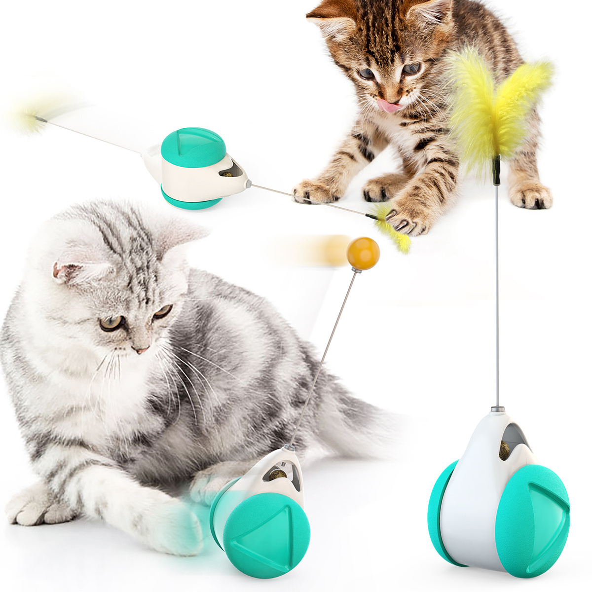 2020 HAOJI Cat Toys Chaser Balanced Interactive Teaser Stick Set  Laser Chasing Toy Christmas Dog Interactive Plush Pet Toy