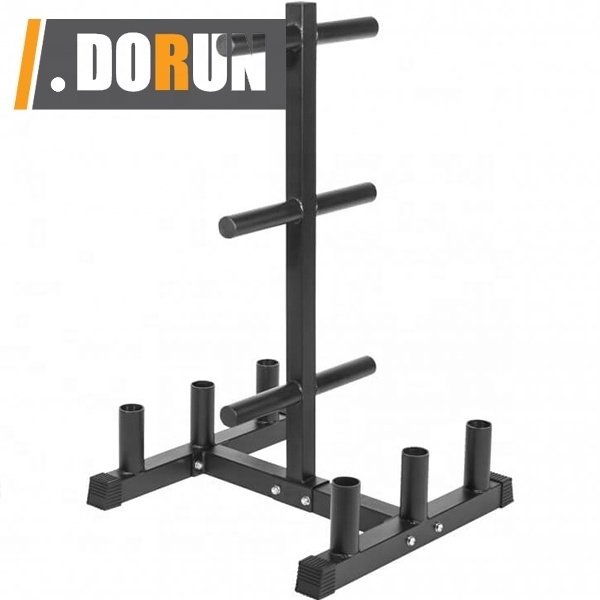 2 inch Weight Plate Tree and Bar Holder Weight Plate Rack Tree w/ 2 Barbell Holder for Home Gym Storage