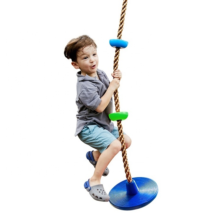 Kids Gym Equipment Swing Seat With Platforms Climbing Tree Disc Swing With PE Rope