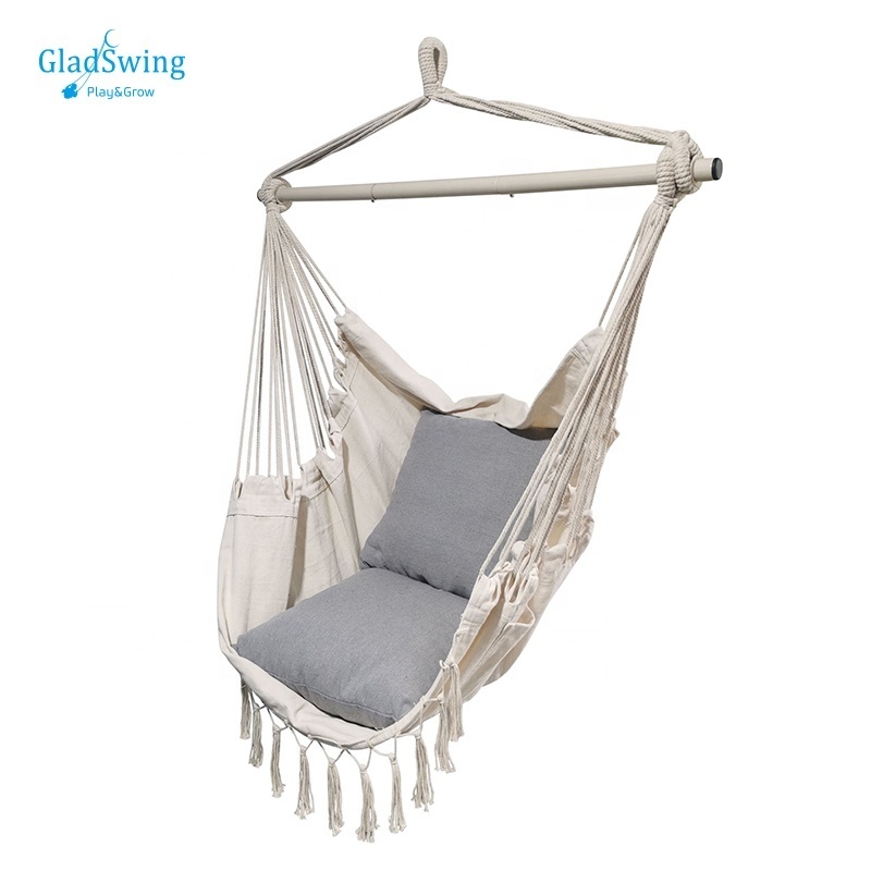 garden swing Boho furniture Tassels Hanging Chair with Bar outdoor swing chair