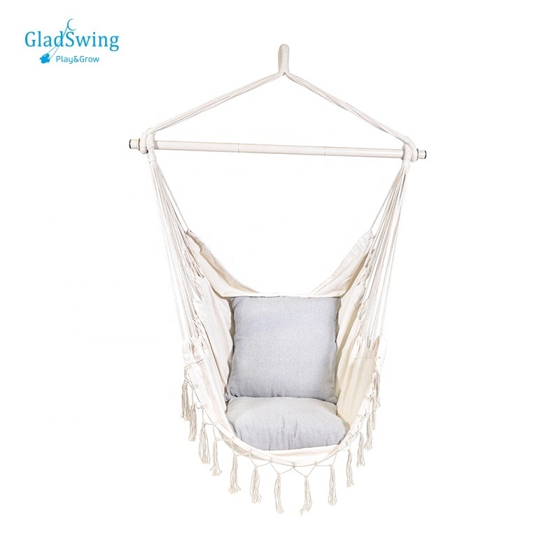 garden swing Boho furniture Tassels Hanging Chair with Bar outdoor swing chair